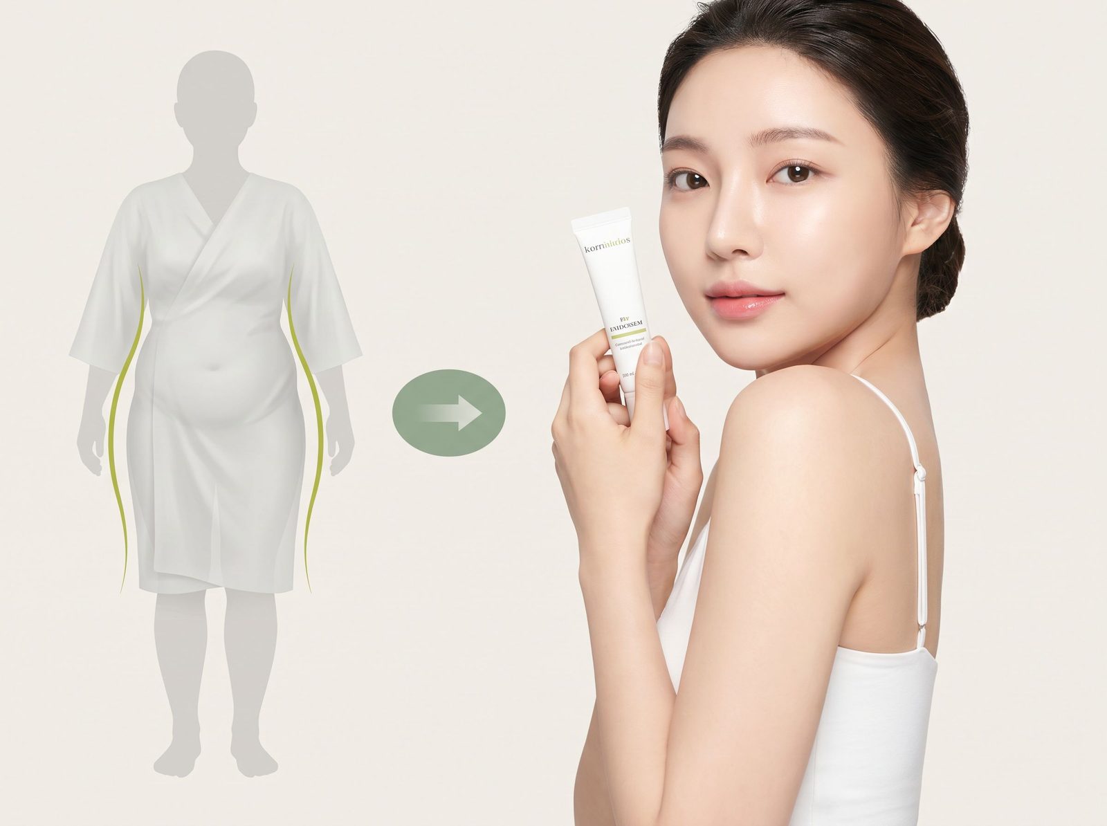 부유방/여유증 전 개념 일러스트 (AI 생성 예시 이미지)