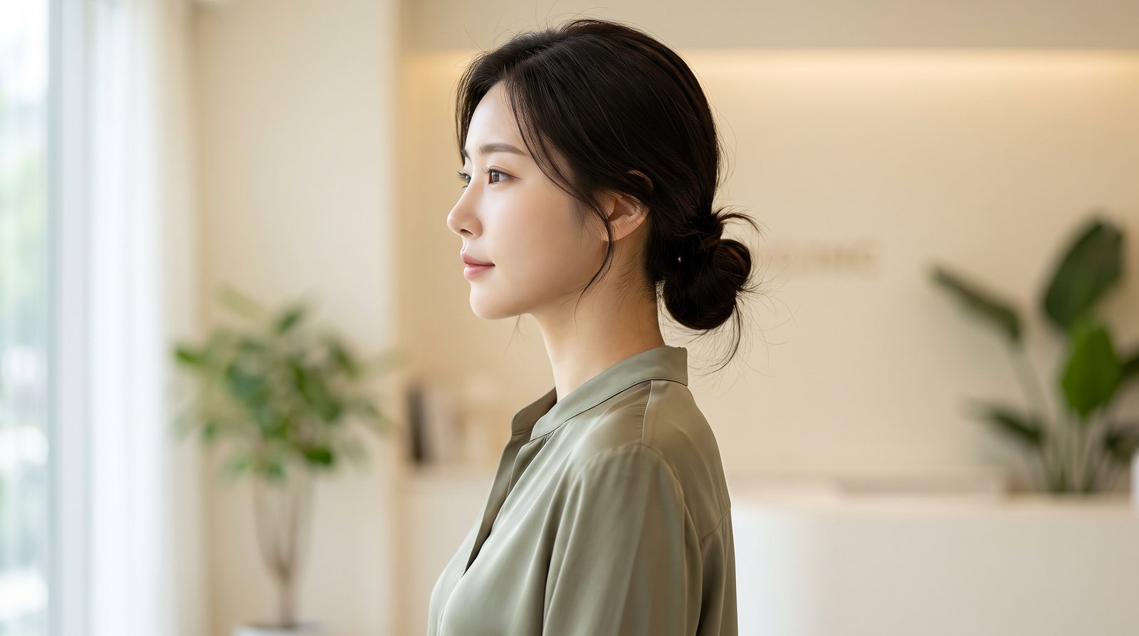 맞춤코성형 측면 라인 이미지 (AI 생성 예시 이미지)
